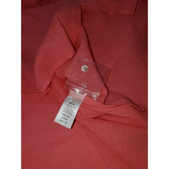 Talbots Petites size Lp button up long sleeve Coral 100% cotton made in India - Picture 6 of 8
